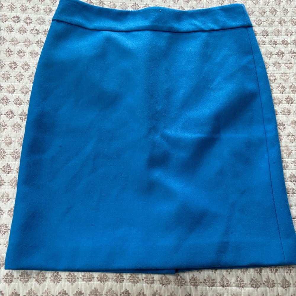 Bright blue J crew wool skirt spring